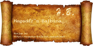 Hegedűs Balbina névjegykártya